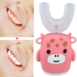 Kids U Shaped Toothbrush Pink Cartoon Electric 360° Tooth Rush Whole Mouth Teeth Cleaning MachineSmall