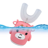 Kids U Shaped Toothbrush Pink Cartoon Electric 360° Tooth Rush Whole Mouth Teeth Cleaning MachineSmall - Extra Image