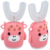 Kids U Shaped Toothbrush Pink Cartoon Electric 360° Tooth Rush Whole Mouth Teeth Cleaning MachineLarge