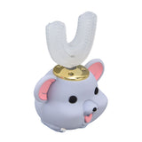 Mouth Electric Toothbrush U Shaped Toothbrush USB Charging Cartoon Silicone Kids ToothbrushL - Close-Up Angle