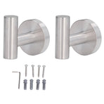 2Pcs Brushed Stainless Steel Bathroom Towel Robe Hook Round Wall Holder Hooks Hanger for Clothing Towel