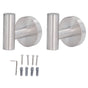 2Pcs Brushed Stainless Steel Bathroom Towel Robe Hook Round Wall Holder Hooks Hanger for Clothing Towel