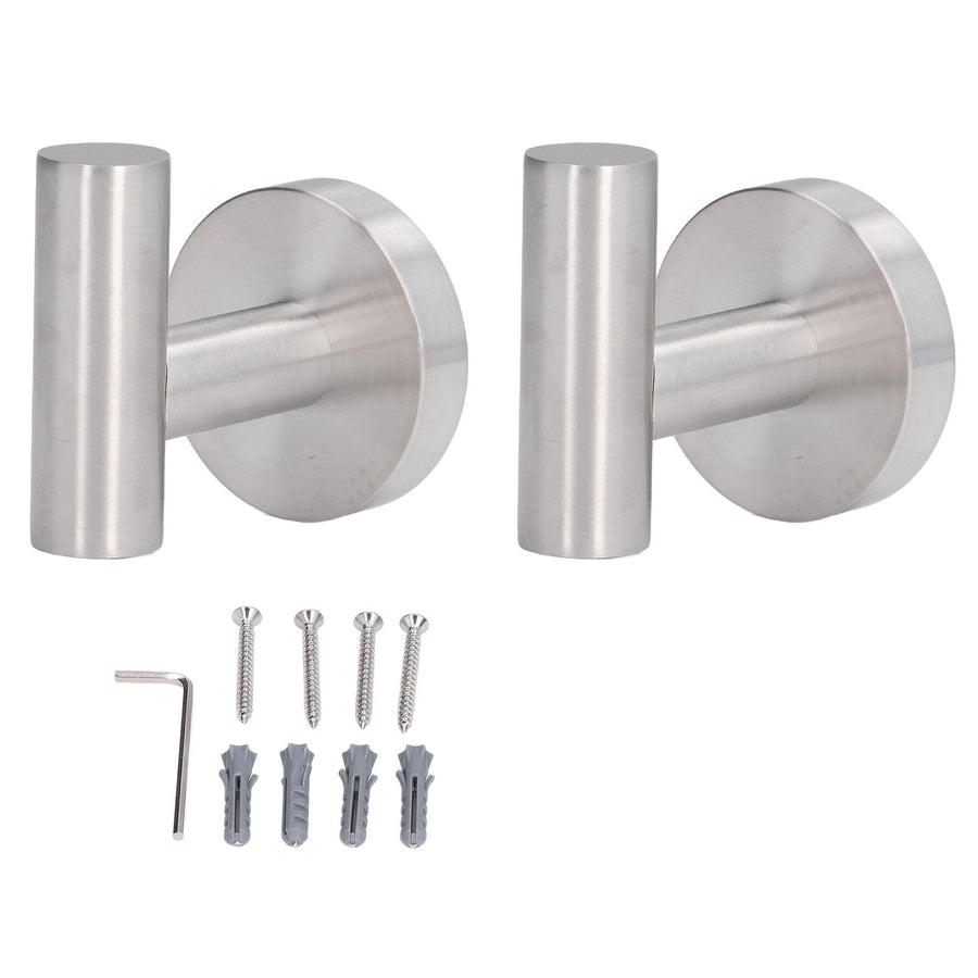2Pcs Brushed Stainless Steel Bathroom Towel Robe Hook Round Wall Holder Hooks Hanger for Clothing Towel