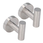 2Pcs Brushed Stainless Steel Bathroom Towel Robe Hook Round Wall Holder Hooks Hanger for Clothing Towel