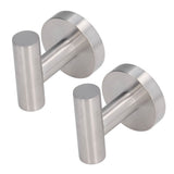 2Pcs Brushed Stainless Steel Bathroom Towel Robe Hook Round Wall Holder Hooks Hanger for Clothing Towel - Side View