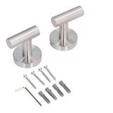 2Pcs Brushed Stainless Steel Bathroom Towel Robe Hook Round Wall Holder Hooks Hanger for Clothing Towel
