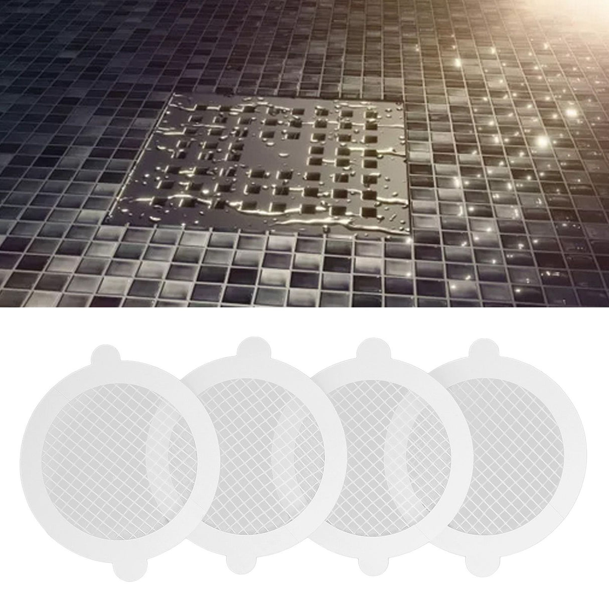 50Pcs Shower Drain Hair Catcher Fiberglass Practical Convenient Dense Mesh Shower Hair Catcher9cm Diameter, 3mm Mesh