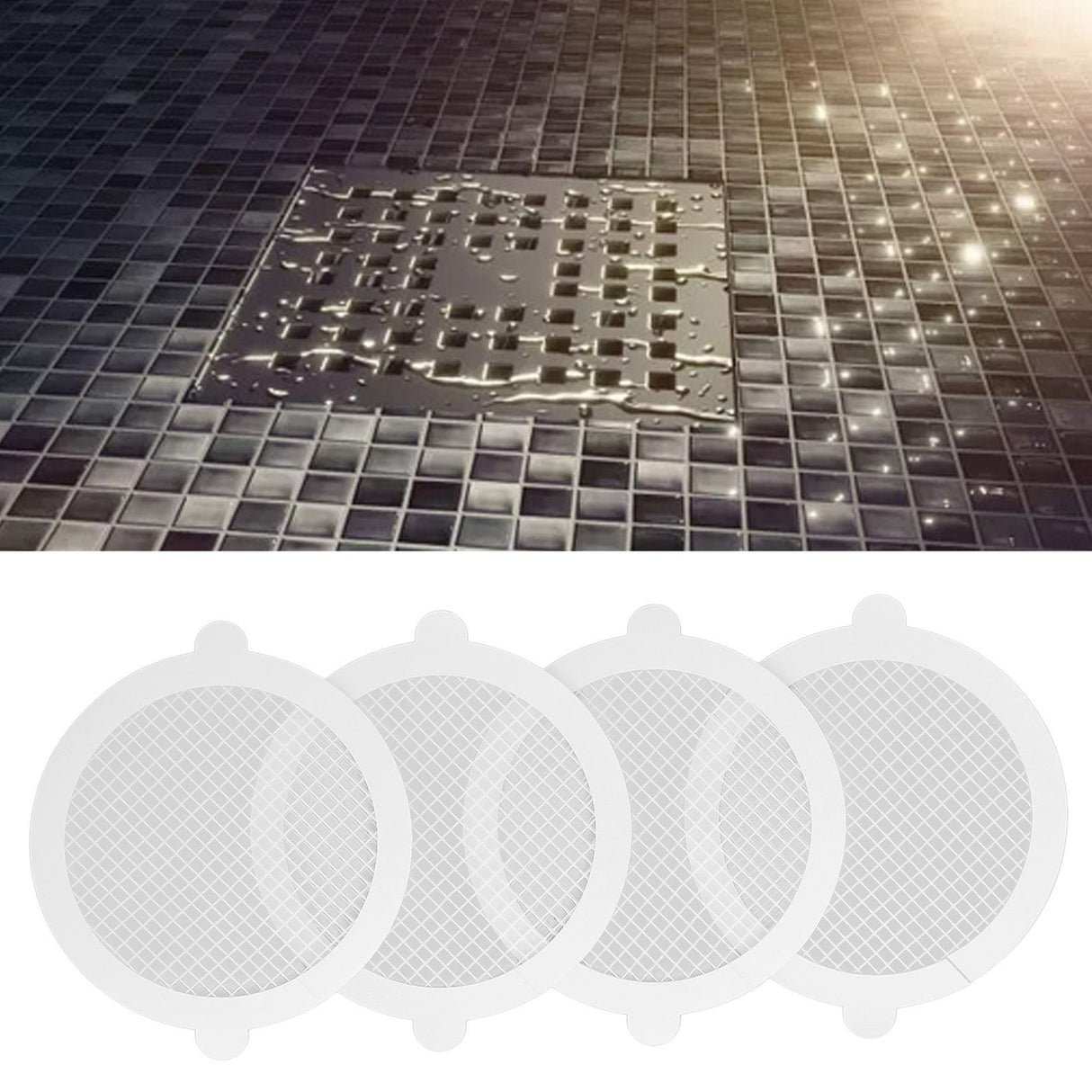 50Pcs Shower Drain Hair Catcher Fiberglass Practical Convenient Dense Mesh Shower Hair Catcher11cm Diameter, 3mm Mesh
