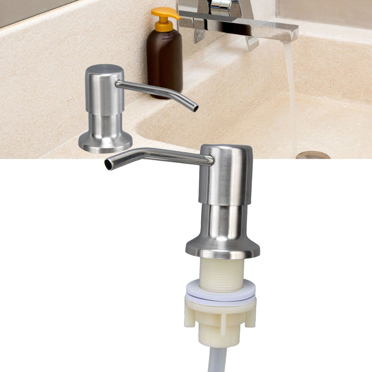 Soap Dispenser Liquid Pump Head Built In Sealed with Extension Tube for Counter Sink