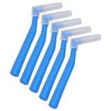 5pcs L Shaped Interdental Brushes Effective Cleaning Plaque Removal Braces Brush for Tooth Care Blue - Side View