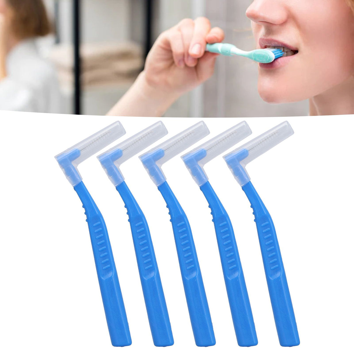 5pcs L Shaped Interdental Brushes Effective Cleaning Plaque Removal Braces Brush for Tooth Care Blue