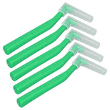 5pcs L Shaped Interdental Brushes Effective Cleaning Plaque Removal Braces Brush for Tooth Care Green - Front View