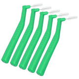 5pcs L Shaped Interdental Brushes Effective Cleaning Plaque Removal Braces Brush for Tooth Care Green - Close-Up Angle