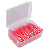 60Pcs Interdental Brush Practical Slim Braces Cleaner with PP Handle for Adults Children Orthodontic Care Pink - Top-Down View