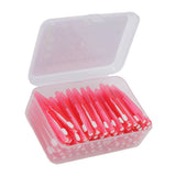 60Pcs Interdental Brush Practical Slim Braces Cleaner with PP Handle for Adults Children Orthodontic Care Pink - Close-Up Angle