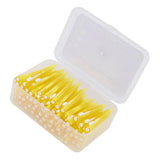 60Pcs Interdental Brush Practical Slim Braces Cleaner with PP Handle for Adults Children Orthodontic Care Yellow - Side View