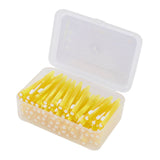 60Pcs Interdental Brush Practical Slim Braces Cleaner with PP Handle for Adults Children Orthodontic Care Yellow - Rear View