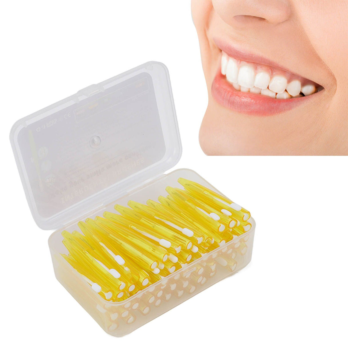 60Pcs Interdental Brush Practical Slim Braces Cleaner with PP Handle for Adults Children Orthodontic Care Yellow