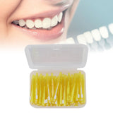 60Pcs Interdental Brush Practical Slim Braces Cleaner with PP Handle for Adults Children Orthodontic Care Yellow