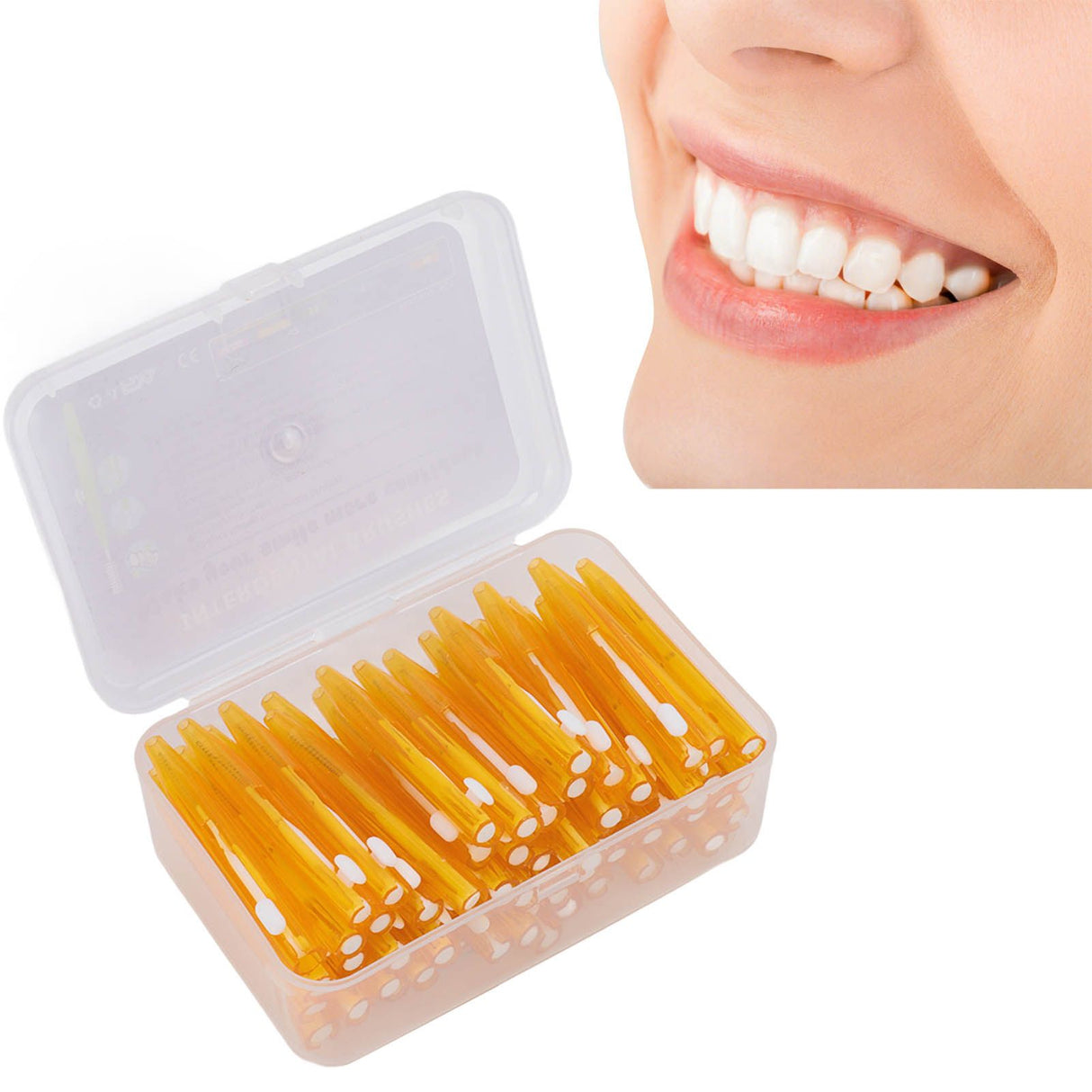 60Pcs Interdental Brush Practical Slim Braces Cleaner with PP Handle for Adults Children Orthodontic Care Orange