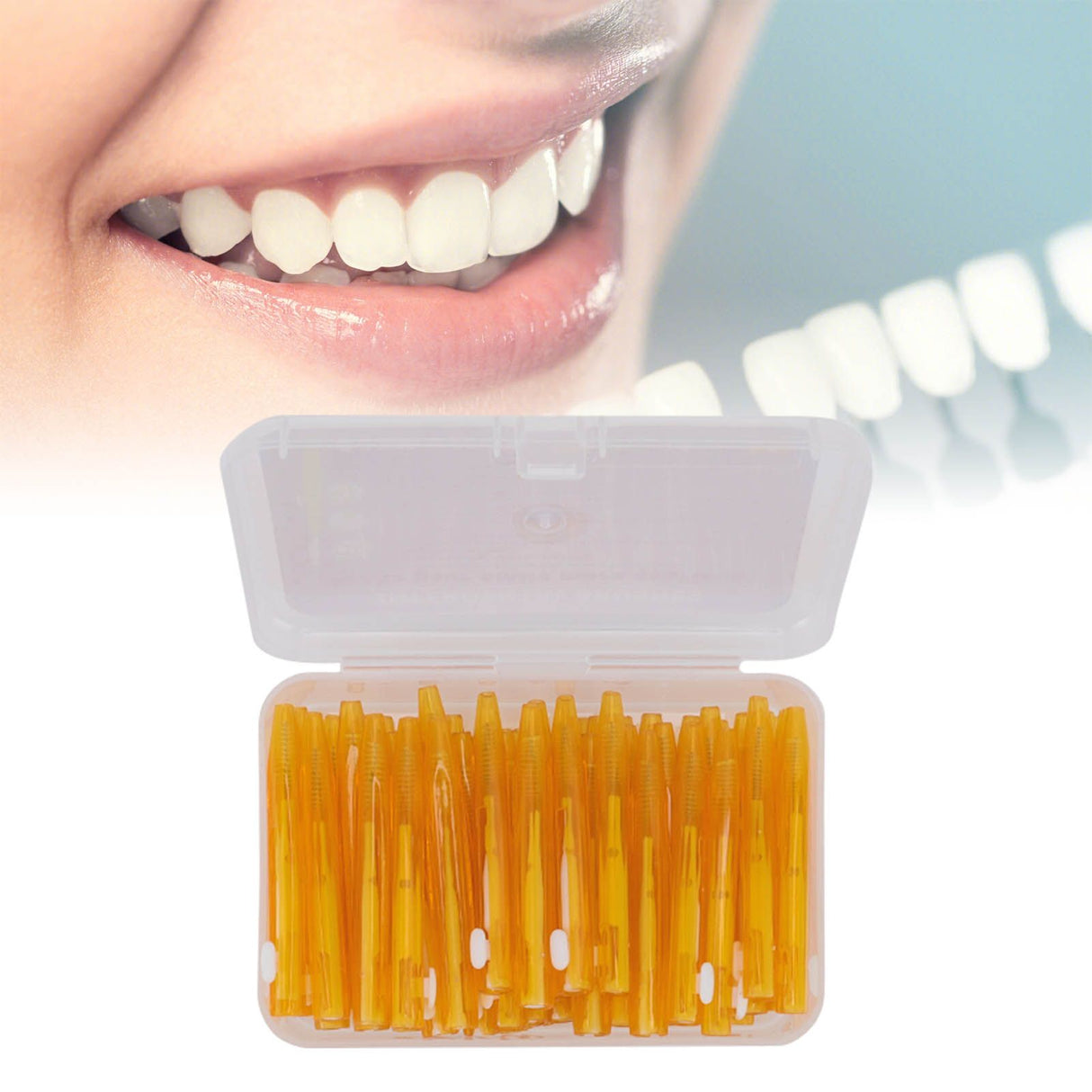 60Pcs Interdental Brush Practical Slim Braces Cleaner with PP Handle for Adults Children Orthodontic Care Orange