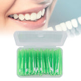60Pcs Interdental Brush Practical Slim Braces Cleaner with PP Handle for Adults Children Orthodontic Care Green - Extra Image