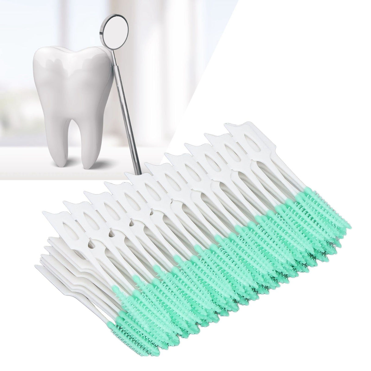 Interdental Brush Disposable Soft Dental Cleaning Floss Toothpicks for Oral Care Adults Children 160pcs Green