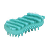 Silicone Body Scrubber Dual Side Ergonomic Handle Safe Silicone Body Massage Silicone Body Brush for Body Hair Green - Side View