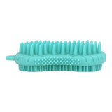 Silicone Body Scrubber Dual Side Ergonomic Handle Safe Silicone Body Massage Silicone Body Brush for Body Hair Green - Top-Down View