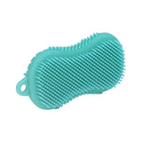 Silicone Body Scrubber Dual Side Ergonomic Handle Safe Silicone Body Massage Silicone Body Brush for Body Hair Green