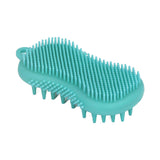 Silicone Body Scrubber Dual Side Ergonomic Handle Safe Silicone Body Massage Silicone Body Brush for Body Hair Green - Close-Up Angle