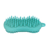 Silicone Body Scrubber Dual Side Ergonomic Handle Safe Silicone Body Massage Silicone Body Brush for Body Hair Green - Low Angle