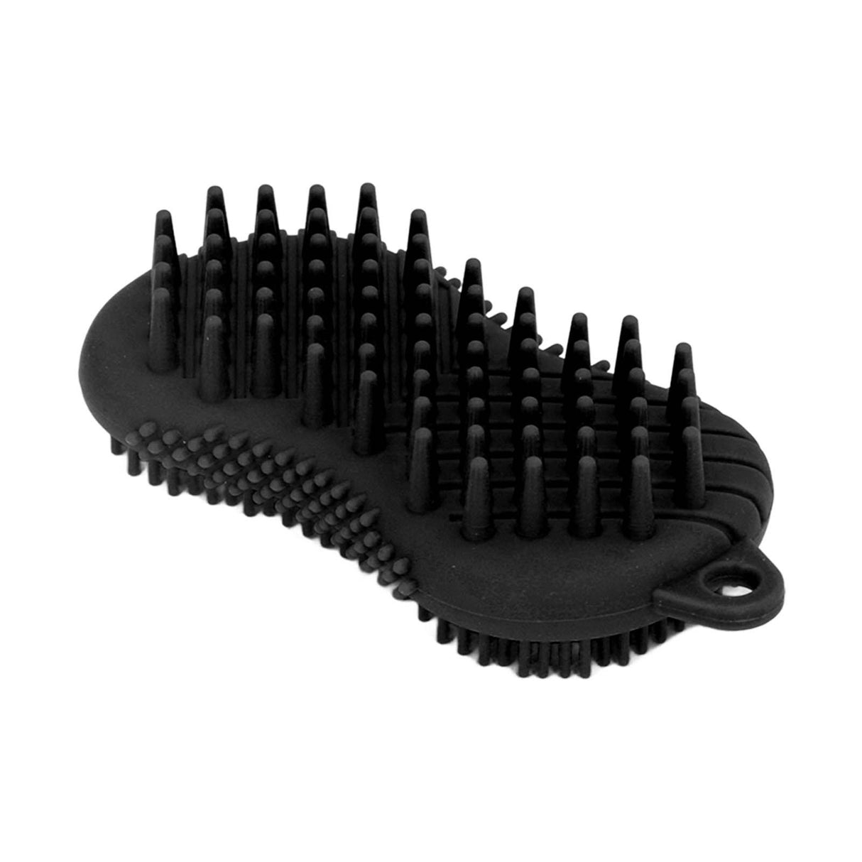 Silicone Body Scrubber Dual Side Ergonomic Handle Safe Silicone Body Massage Silicone Body Brush for Body Hair Black