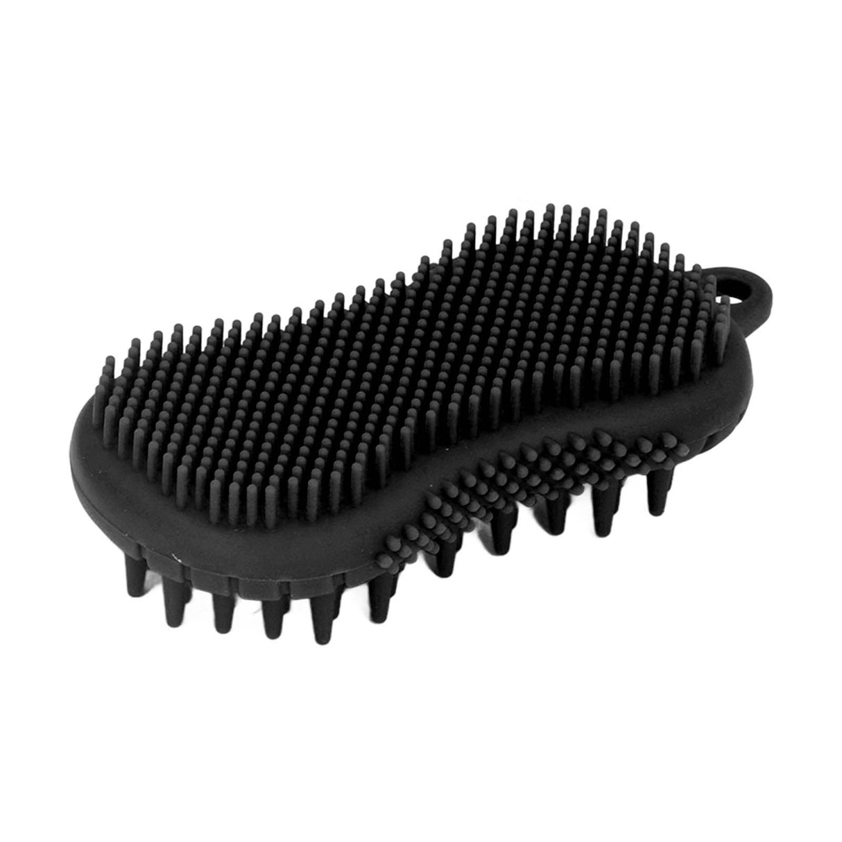 Silicone Body Scrubber Dual Side Ergonomic Handle Safe Silicone Body Massage Silicone Body Brush for Body Hair Black