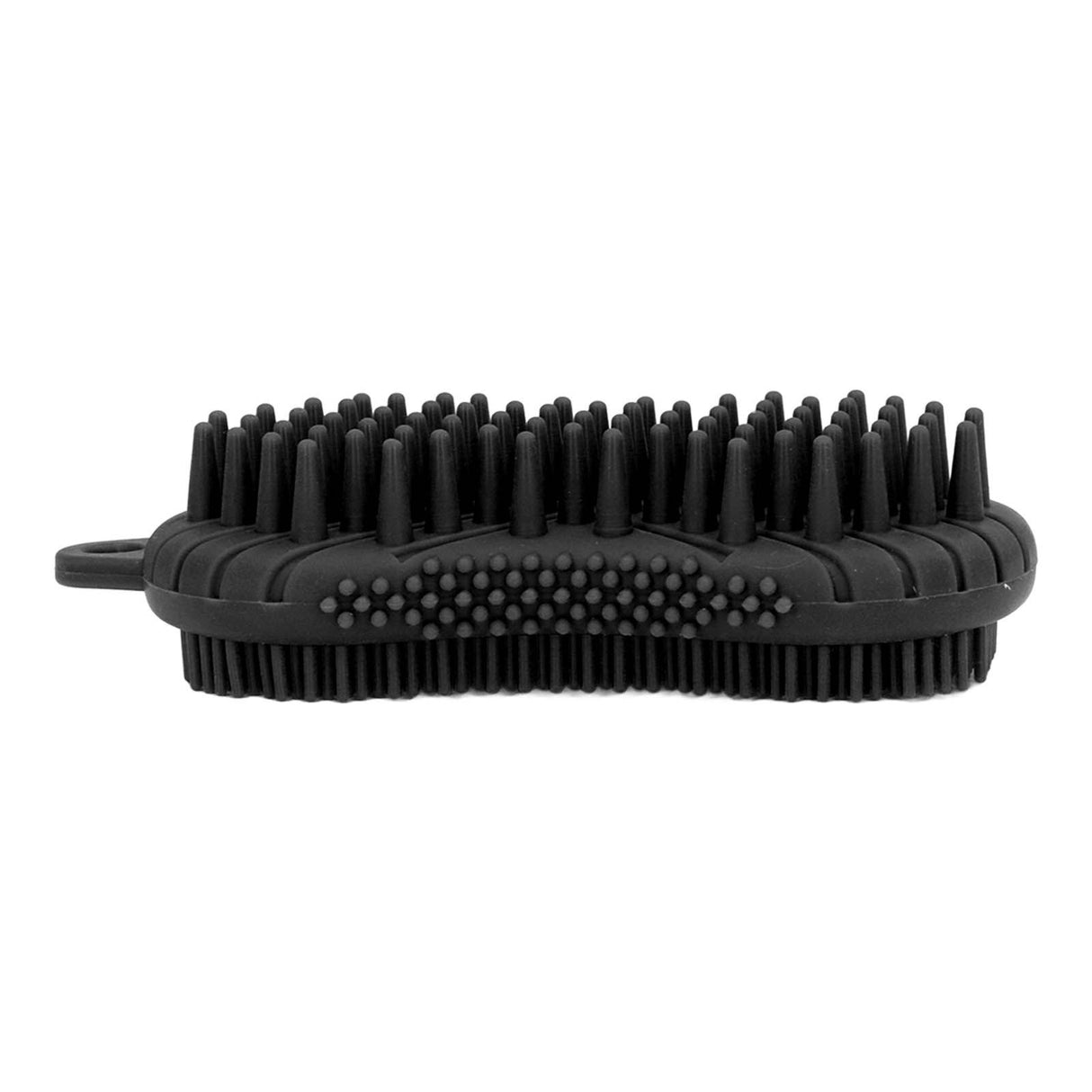 Silicone Body Scrubber Dual Side Ergonomic Handle Safe Silicone Body Massage Silicone Body Brush for Body Hair Black