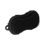 Silicone Body Scrubber Dual Side Ergonomic Handle Safe Silicone Body Massage Silicone Body Brush for Body Hair Black