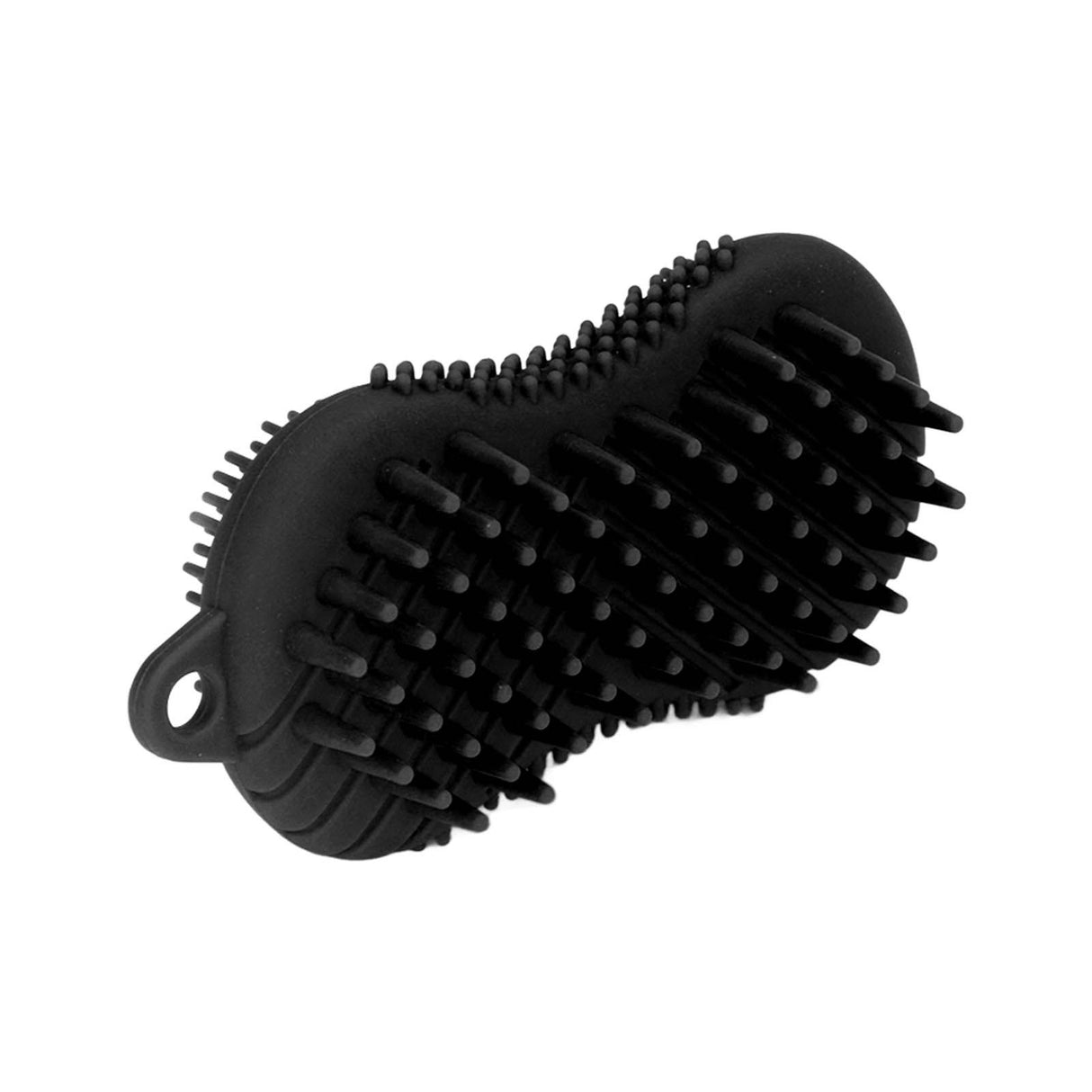 Silicone Body Scrubber Dual Side Ergonomic Handle Safe Silicone Body Massage Silicone Body Brush for Body Hair Black