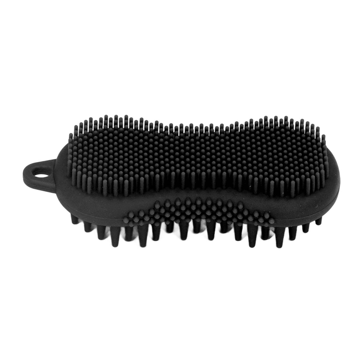 Silicone Body Scrubber Dual Side Ergonomic Handle Safe Silicone Body Massage Silicone Body Brush for Body Hair Black