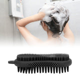 Silicone Body Scrubber Dual Side Ergonomic Handle Safe Silicone Body Massage Silicone Body Brush for Body Hair Black