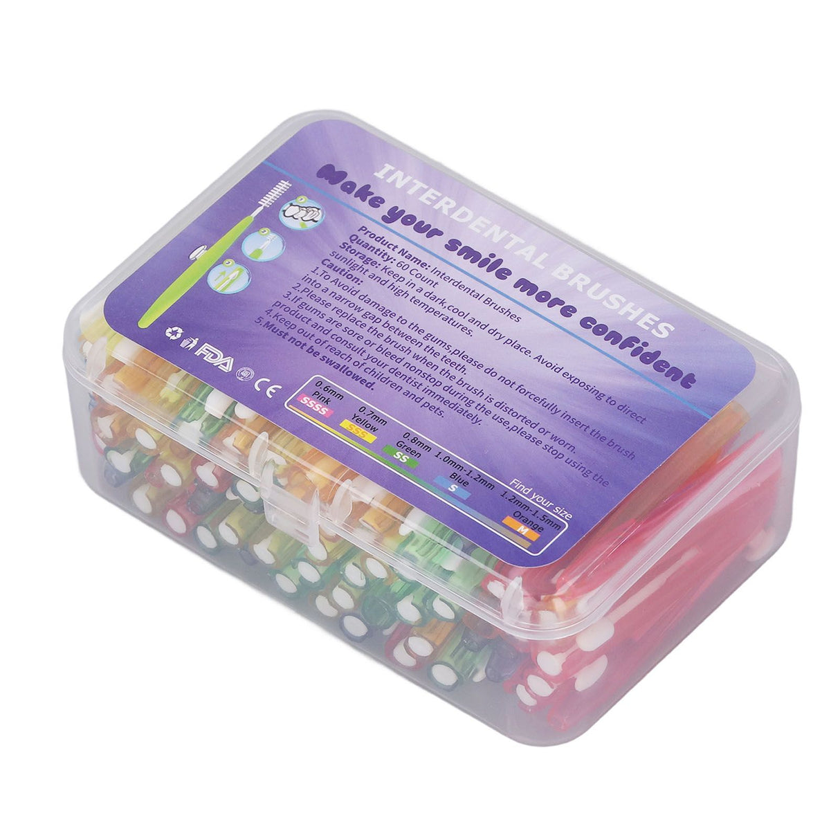 60Pcs Interdental Brush Floss Interdental Cleaning Brush with PP Handle for Adults Children Oral Care