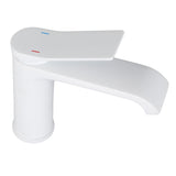 Sink Faucet G1/2 Thread Hot Cold Water Tap White Leaking Resistant Corrosion Proof Bathroom Sink Faucet for Home Use Short Style - Side View