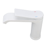 Sink Faucet G1/2 Thread Hot Cold Water Tap White Leaking Resistant Corrosion Proof Bathroom Sink Faucet for Home Use Short Style - Close-Up Angle