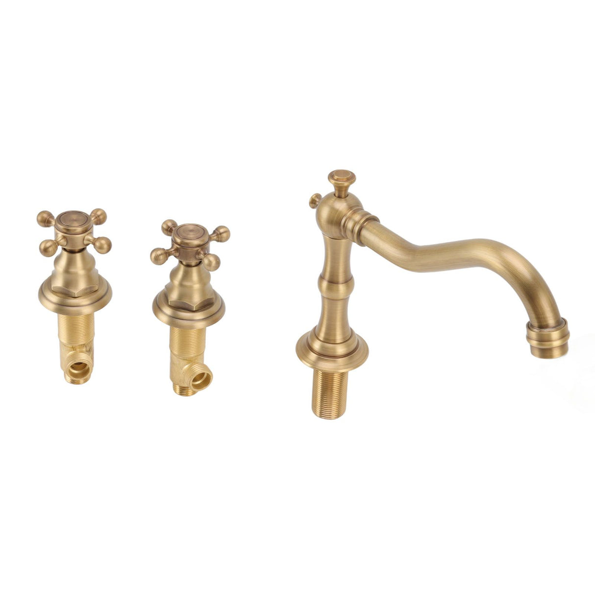 Double Handle Faucet Copper Leakproof Corrosion Resistant Beautiful G1/2 Thread Three Hole Bathroom Basin Faucet Antique
