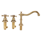 Double Handle Faucet Copper Leakproof Corrosion Resistant Beautiful G1/2 Thread Three Hole Bathroom Basin Faucet Antique - Side View