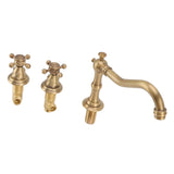 Double Handle Faucet Copper Leakproof Corrosion Resistant Beautiful G1/2 Thread Three Hole Bathroom Basin Faucet Antique - Top-Down View