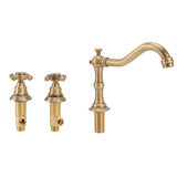 Double Handle Faucet Copper Leakproof Corrosion Resistant Beautiful G1/2 Thread Three Hole Bathroom Basin Faucet Antique
