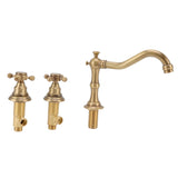Double Handle Faucet Copper Leakproof Corrosion Resistant Beautiful G1/2 Thread Three Hole Bathroom Basin Faucet Antique - Rear View