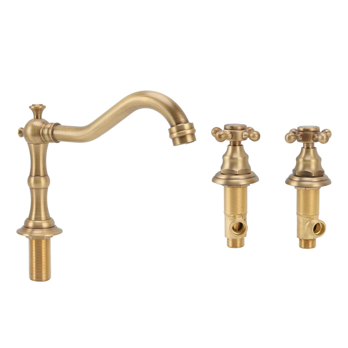 Double Handle Faucet Copper Leakproof Corrosion Resistant Beautiful G1/2 Thread Three Hole Bathroom Basin Faucet Antique