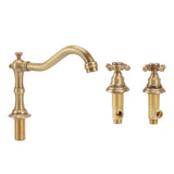 Double Handle Faucet Copper Leakproof Corrosion Resistant Beautiful G1/2 Thread Three Hole Bathroom Basin Faucet Antique - Extra Image