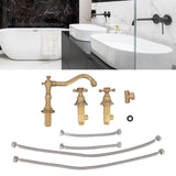 Double Handle Faucet Copper Leakproof Corrosion Resistant Beautiful G1/2 Thread Three Hole Bathroom Basin Faucet Antique - Extra Image